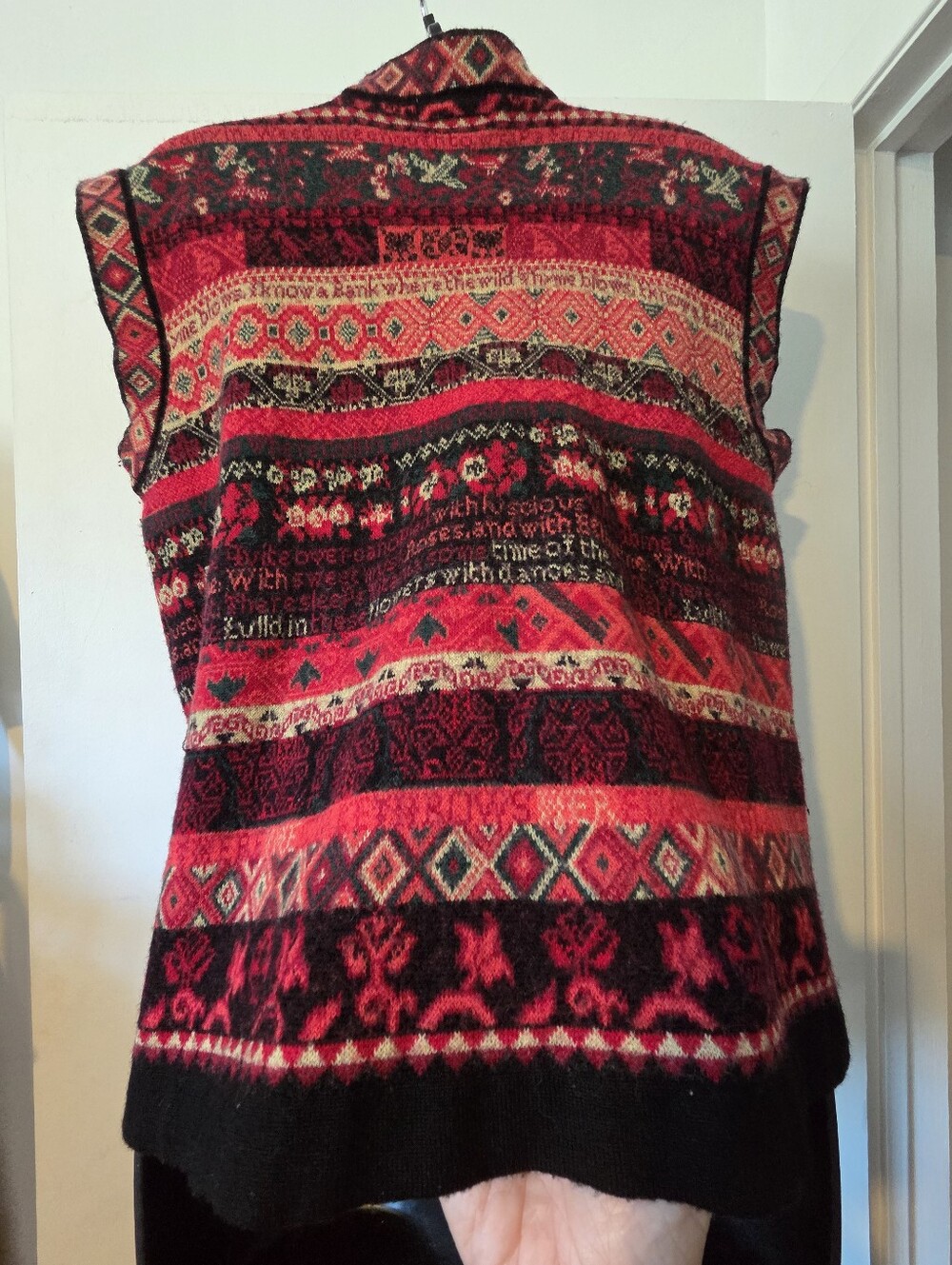Olsen Red Patterned Button-Front Sweater Vest - Picture 4 of 8